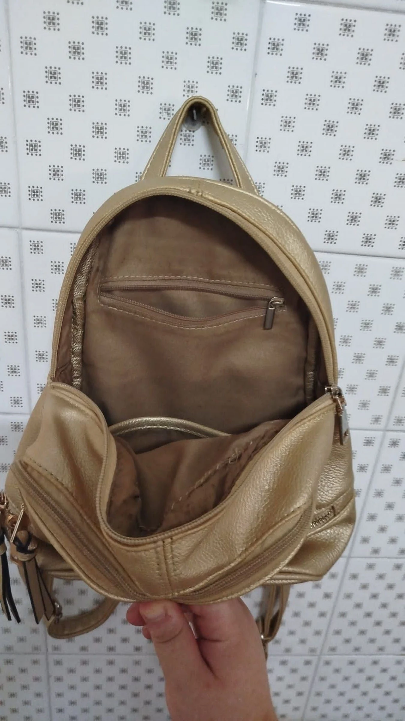 Golden backpack with different pockets 💛 – photo 5